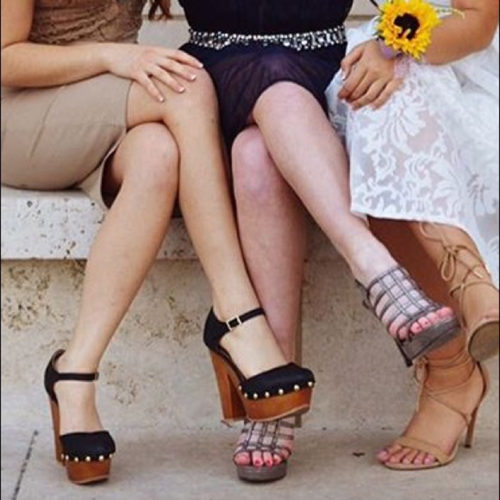 Qupid Black with Golden Piercings Ankle Strap